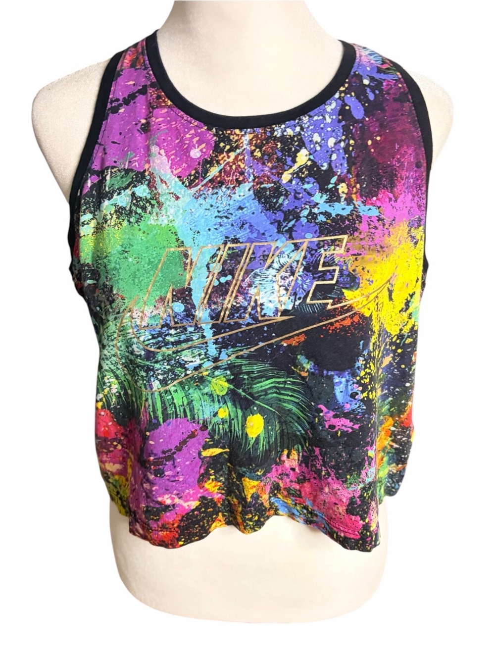 Nike Women’s Black Tropical Paint-Splash Tank Top